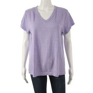 Wilt Women Basic V-Neck Purple Cotton Short Sleeve T-Shirt Size L
